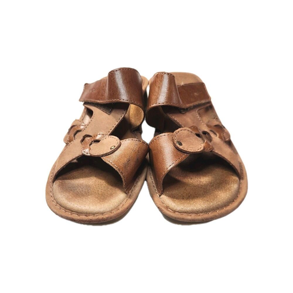 Fly Flot Italian Brown Leather Slip-On Orthopedic Sandals Comfort SZ 7 - Picture 2 of 11